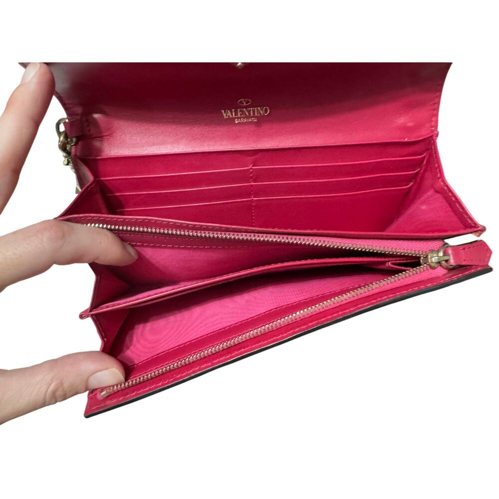 Auth Valentino Garavani Hot Pink Rockstud Wristlet Wallet - Picture 13 of 16